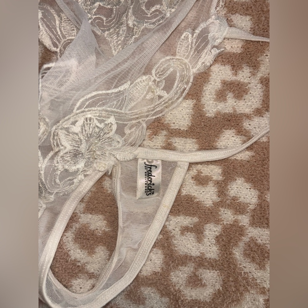 Fredrick’s Hollywood White floral lace bodysuit adjustable straps #lace #bridal